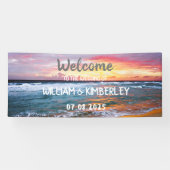 Tropical Beach Ocean Waves Sunset Elegante Hochzei Banner (Horizontal)