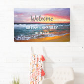 Tropical Beach Ocean Waves Sunset Elegante Hochzei Banner (Insitu)