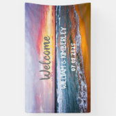Tropical Beach Ocean Waves Sunset Elegante Hochzei Banner (Vertikal)