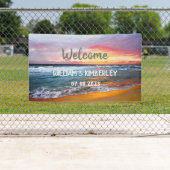 Tropical Beach Ocean Waves Sunset Elegante Hochzei Banner (Insitu)