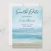 Tropical Beach Ocean Waves Wasserfarbe Save The Date (Vorderseite)
