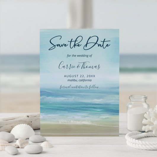 Tropical Beach Ocean Waves Wasserfarbe Save The Date