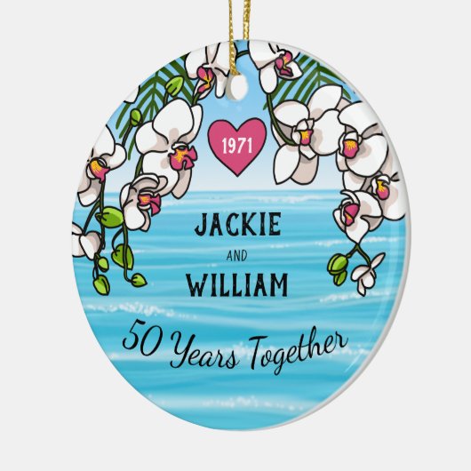 Tropical Beach Orchids, 50 Jahre alt Keramik Ornament (Links)