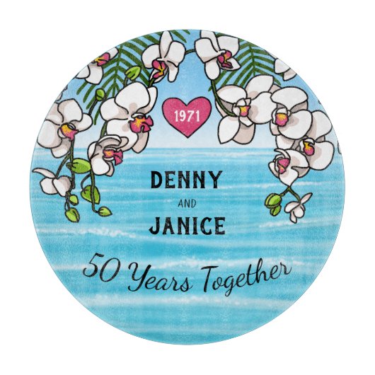 Tropical Beach Orchids, 50 Jahre alt Schneidebrett (Vorderseite)