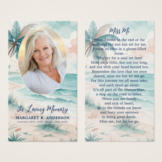 Tropical Beach Oval Foto Gedenkkarte (Vorne & Hinten)