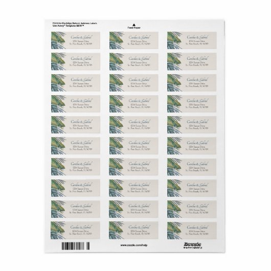 Tropical Beach Palm Address Label (Vorne)
