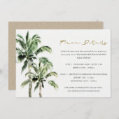 Tropical Beach Palm Bäume Rustikale Hochzeitsdetai Begleitkarte (Vorne/Hinten)