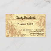 Tropical Beach Palm Bäume Vintage Kunst Telefonnummerkarte (Rückseite)