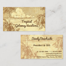 Tropical Beach Palm Bäume Vintage Kunst