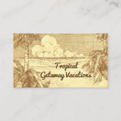 Tropical Beach Palm Bäume Vintage Kunst Telefonnummerkarte (Vorderseite)