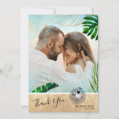 Tropical Beach Palm Foto Destination Wedding Dankeskarte (Vorderseite)