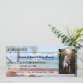 Tropical Beach Palm Hochzeit in Urlaubsort mit Fot Einladung (Stehend Vorderseite)