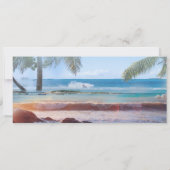 Tropical Beach Palm Hochzeit in Urlaubsort mit Fot Einladung (Rückseite)