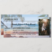 Tropical Beach Palm Hochzeit in Urlaubsort mit Fot Einladung (Vorne/Hinten)