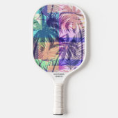 Tropical Beach Palm Print Individuelle Name # Pickleball Schläger (Rückseite)