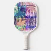 Tropical Beach Palm Print Individuelle Name # Pickleball Schläger (Vorderseite)