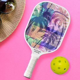 Tropical Beach Palm Print Individuelle Name # Pickleball Schläger