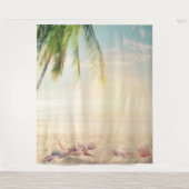 Tropical Beach Palm Seashells Wandteppich (Vorderseite)