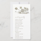 Tropical Beach Palm Sketch Gold Wedding Programm (Rückseite)