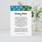 Tropical Beach Palm String Lights Hochzeiten Detai Begleitkarte (Stehend Vorderseite)