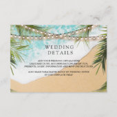 Tropical Beach Palm String Lights Wedding Details Begleitkarte (Vorderseite)