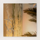 Tropical Beach Palm Sunset Seastars Puzzle (Horizontal)