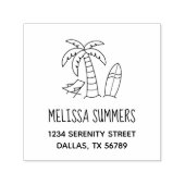 Tropical Beach Palm Surfboard-Adresse Permastempel (Design)