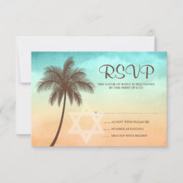 Tropical Beach Palm Tree Bat Mitzvah Response Card RSVP Karte
