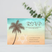 Tropical Beach Palm Tree Bat Mitzvah Response Card RSVP Karte (Stehend Vorderseite)