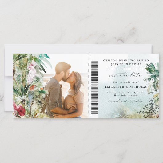 Tropical Beach Palm Tree | Boarding Pass (Vorderseite)