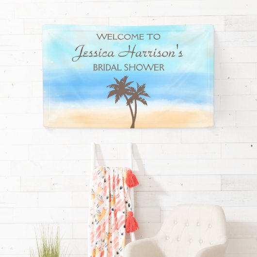 Tropical Beach Palm Tree Brautparty Banner (Insitu)
