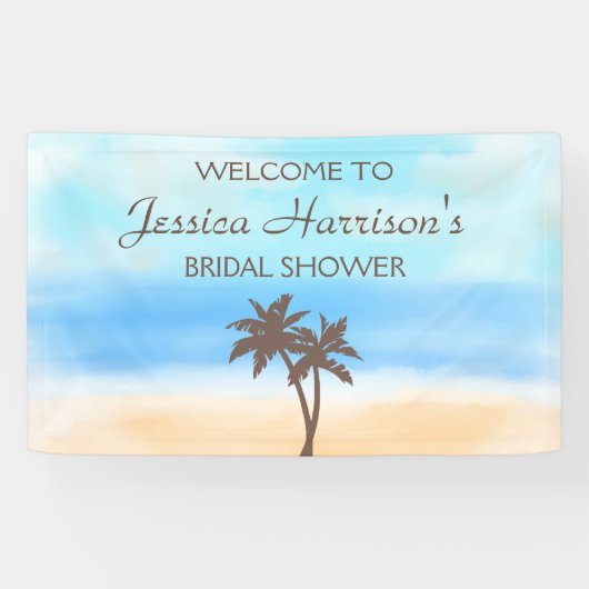 Tropical Beach Palm Tree Brautparty Banner (Horizontal)