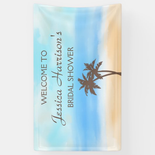 Tropical Beach Palm Tree Brautparty Banner (Vertikal)