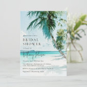 Tropical Beach Palm Tree Brautparty Einladung (Stehend Vorderseite)