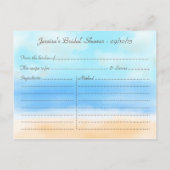 Tropical Beach Palm Tree Brautparty Rezept Card Einladungspostkarte (Rückseite)