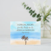 Tropical Beach Palm Tree Brautparty Rezept Card Einladungspostkarte (Stehend Vorderseite)