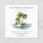 Tropical Beach Palm Tree Coastal Quadratische Visitenkarte (Vorderseite)