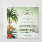 Tropical Beach Palm Tree Coastal Wedding Einladung (Vorderseite)