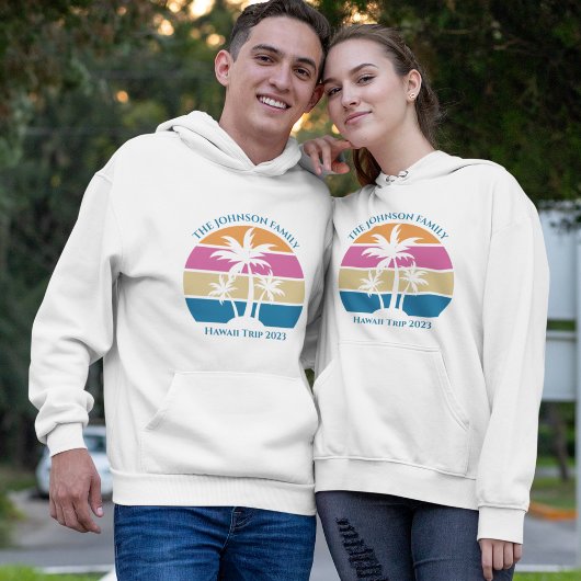 Tropical Beach Palm Tree Custom Island Familienrei Hoodie