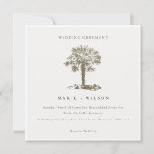 Tropical Beach Palm Tree Dark Gold Hochzeit einlad Dankeskarte (Vorderseite)