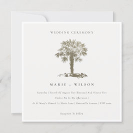 Tropical Beach Palm Tree Dark Gold Hochzeit einlad Dankeskarte