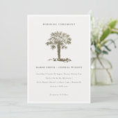 Tropical Beach Palm Tree Dark Gold Hochzeit einlad Dankeskarte (Stehend Vorderseite)