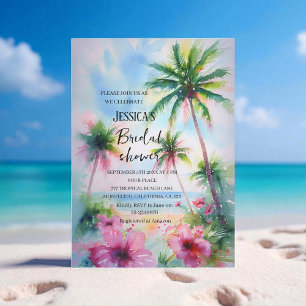Tropical Beach Palm Tree Destination Brautparty Einladung