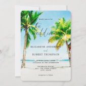 Tropical Beach Palm Tree Foto Wedding Destination Einladung (Vorderseite)