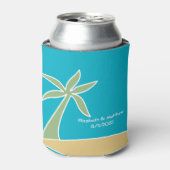 Tropical Beach Palm Tree Gastgeschenk Hochzeit Coo Dosenkühler (Kanne Vorderseite)