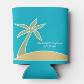 Tropical Beach Palm Tree Gastgeschenk Hochzeit Coo Dosenkühler (Rückseite)