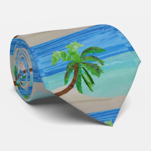 Tropical Beach Palm Tree Hochzeit in Urlaubsort Krawatte (Gerollt)