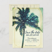 Tropical Beach Palm Tree Key West Save the Date Ankündigungspostkarte (Vorne/Hinten)
