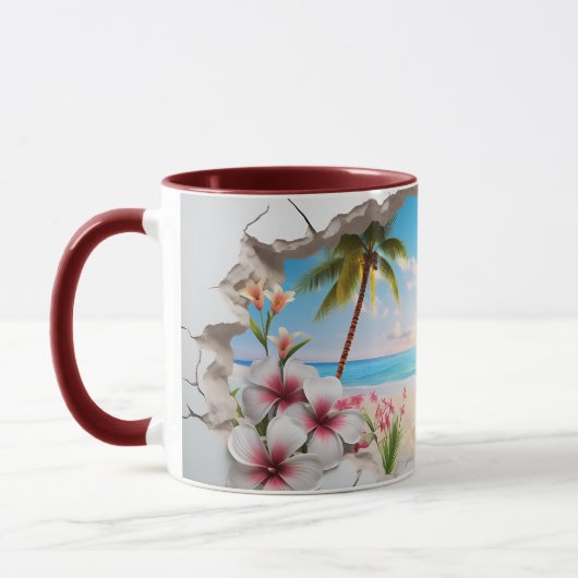 Tropical Beach Palm Tree Landschaftliche Kaffee Ta Tasse (Links)