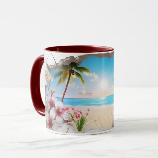Tropical Beach Palm Tree Landschaftliche Kaffee Ta Tasse (Vorderseite Links)